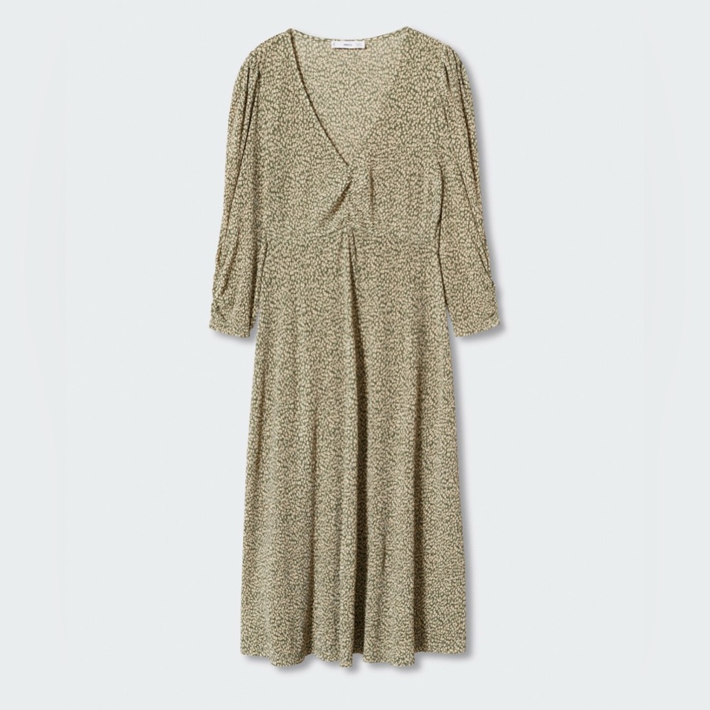 Mango Olive Green Midi Dress